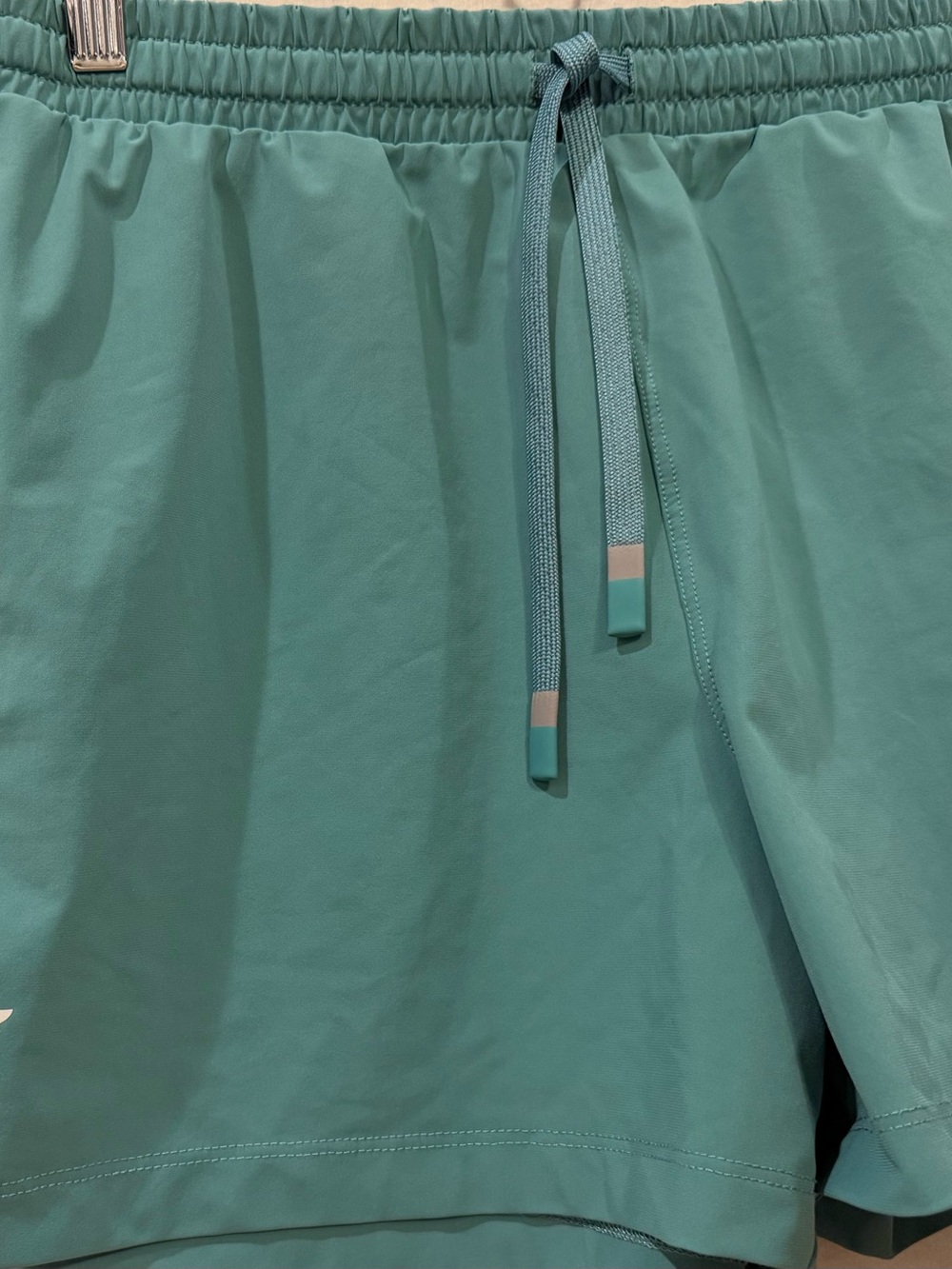 Fabletics Sea-foam Green Drawstring Workout Shorts with zipper pockets - Picture 6 of 13
